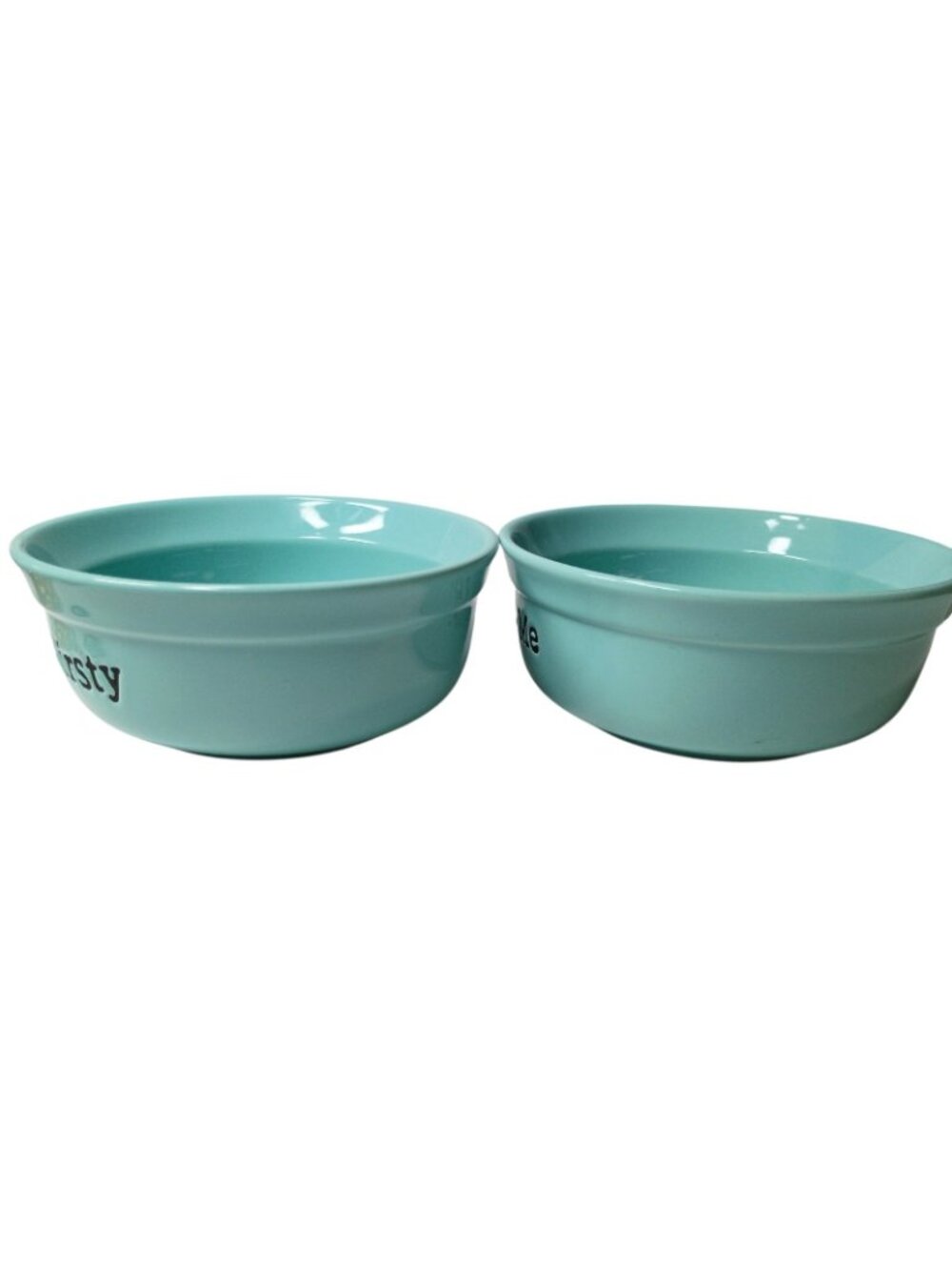 Signature Housewares Stoneware Pet Bowls Cat Dog Spell Out Aqua Paw Print - Picture 5 of 7